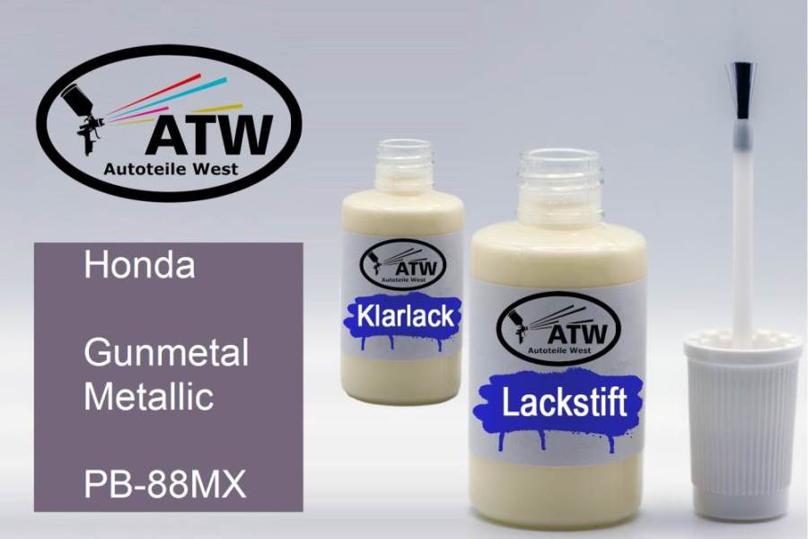 Honda, Gunmetal Metallic, PB-88MX: 20ml Lackstift + 20ml Klarlack - Set, von ATW Autoteile West.